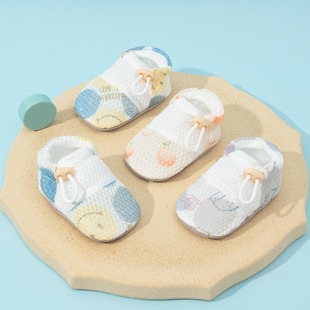 Summer Baby Mesh Foot Protection Toddler Shoes Drawstring Baby Pre-Step Shoes Floor Socks Shoes Soft Sole Non-Slip Thin Style
