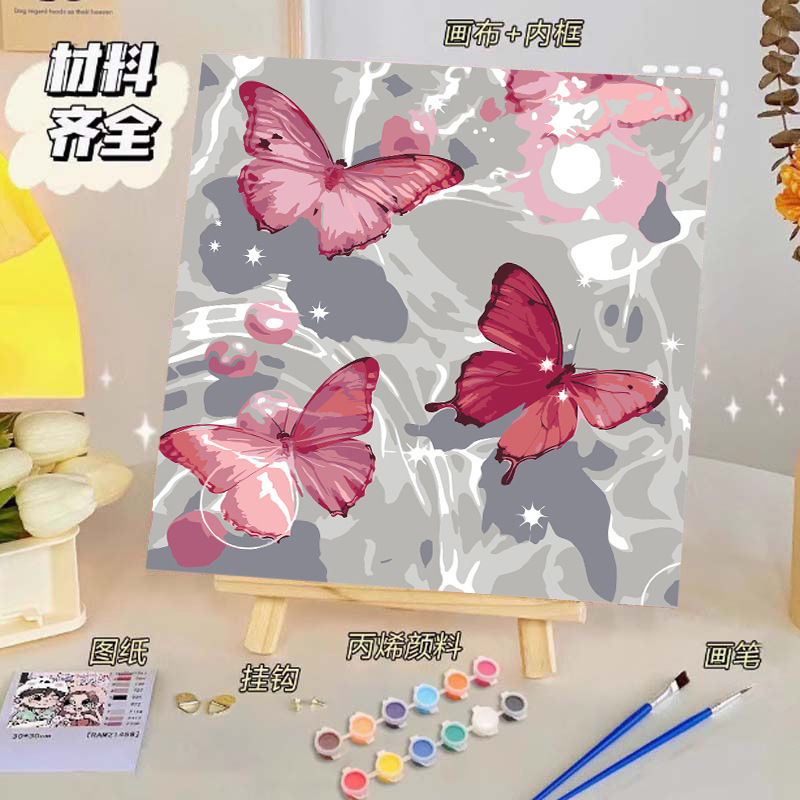 バラのデジタル油絵diy子供の塗り絵の高級感手作りの風景の花の対外貿易の露店の商品|undefined