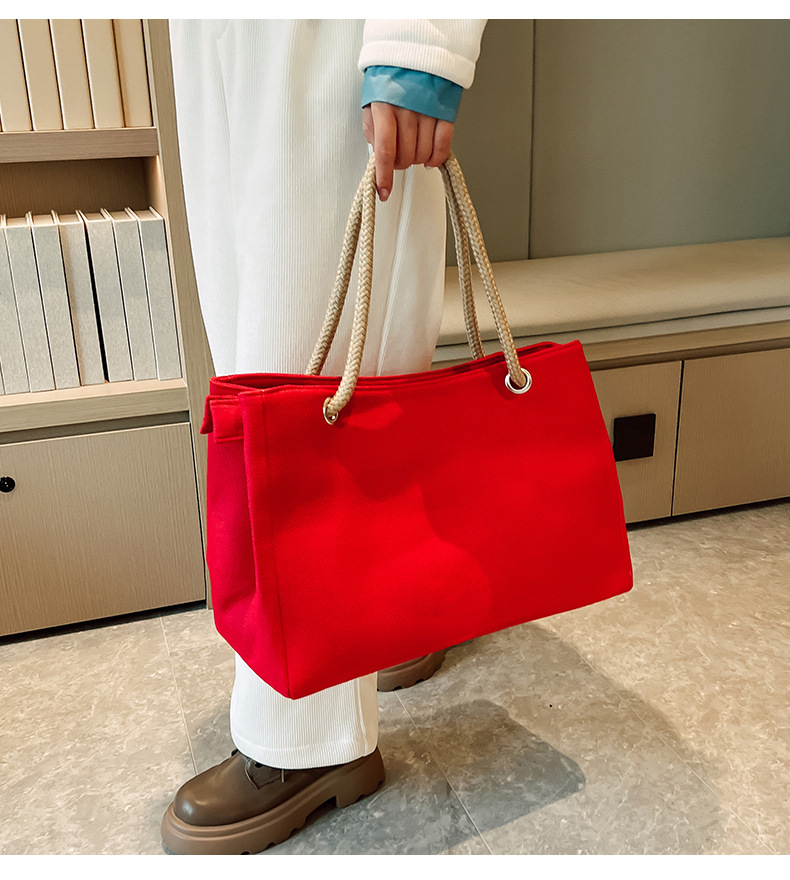 1080g Weight Polyester Lining Material Zipper Closure Type Double Shoulder Straps Strap Type Tote Bag Bags Type Holiday, Travel Occasion Linen Material Solid Color Pattern All Seasons Season Women's Gender Classic Style Style Square Shape Medium Size Women's Medium Linen Solid Color Classic Style Square Zipper Tote Bag 5