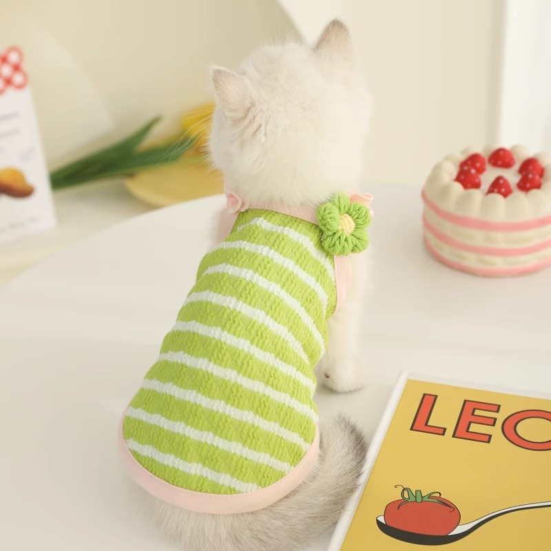 Ropa de gato de verano anti-pelusa de tela muñeca gato primavera y otoño gatito de verano Sling gatito mascota gato Delgado chaleco