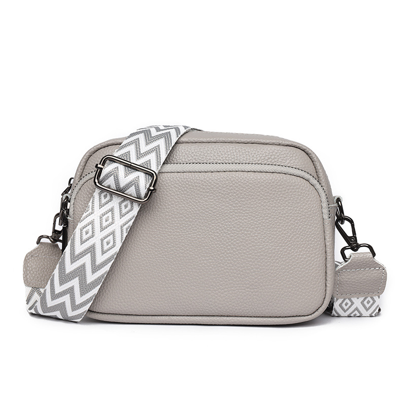 Bolso de piel de vaca de primera capa Bolso de hombro con patrón de lichi de cuero de moda transfronteriza para mujer Bolso cuadrado pequeño de mensajero de todo fósforo de comercio exterior