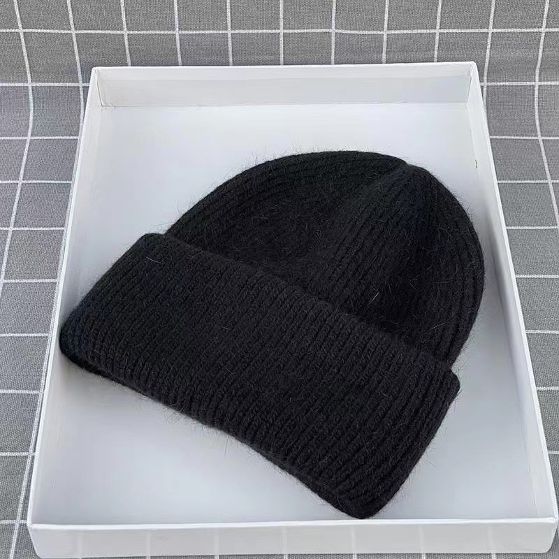 Piel de conejo engrosada sombrero de lana para las mujeres de moda Corea del Sur ins moda Otoño e Invierno japonés frío sombrero cálido Jersey rizado sombrero de punto