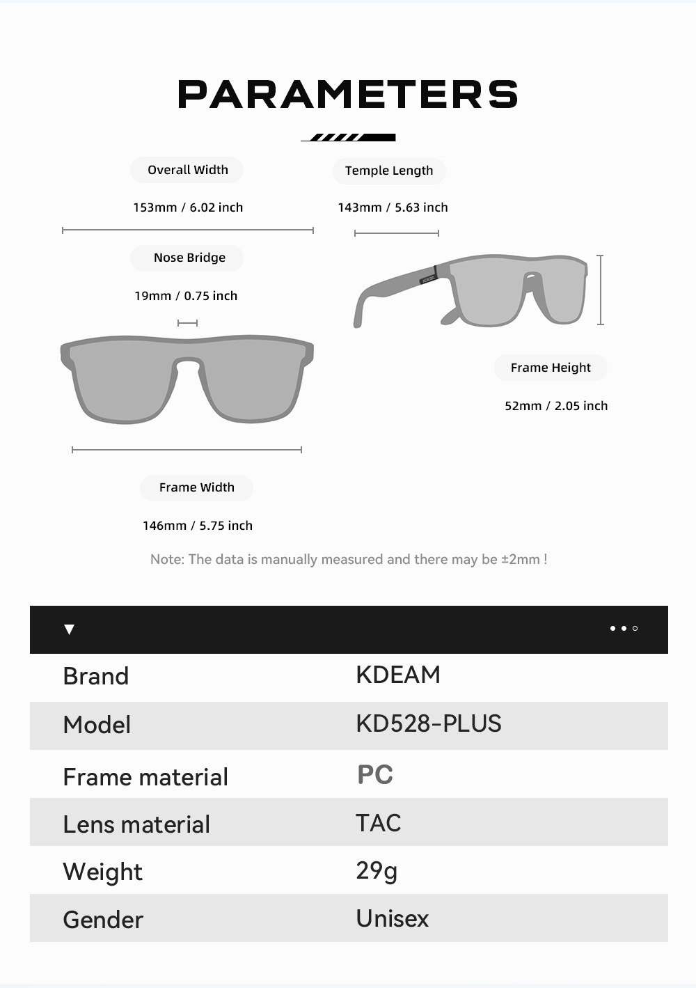 KDEAM große Sonnenbrille neu polarisiert einteilig Sportsonnenbrille winddicht Sonnenbrille Metallscharnier KD528-PLUS