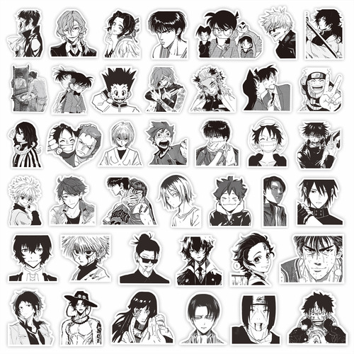 Japanese manga notebook stickers: Spell Kailash: Naruto One Piece Volleyball Shounen Demon Slayer: Kimetsu no Yaiba peripheral anime stickers black and white