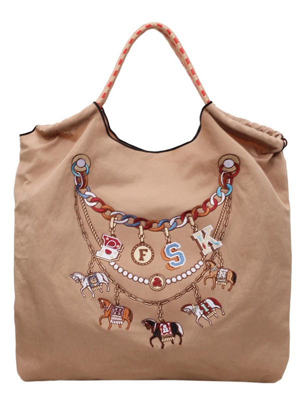 Nueva bolsa de lona bordada japonesa nicho bordado bolsas ecológicas de compras mochilas de nylon bolsas de hombro