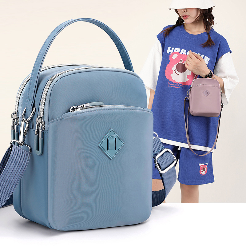 批发2022新款简约时尚牛津布多层小方包潮搭轻便单肩斜挎尼龙布包