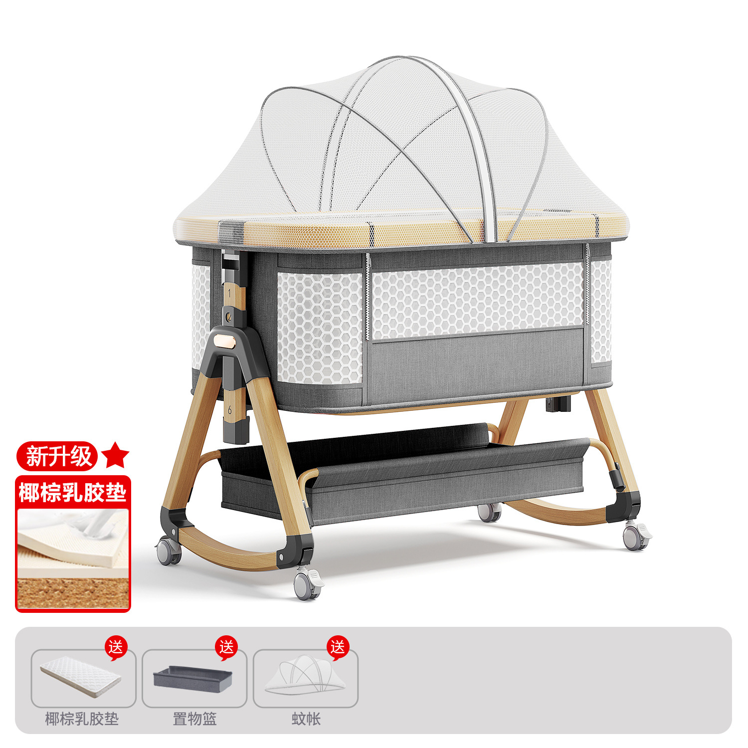 Cama de bebé móvil portátil cuna cama plegable multifuncional BB cama para recién nacidos empalme cama grande