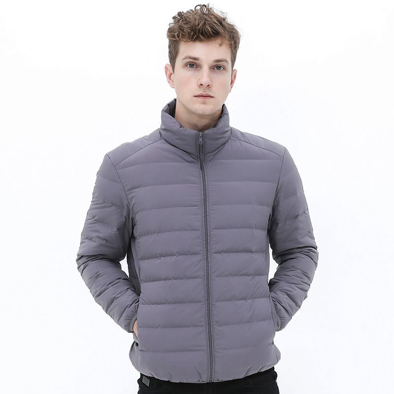 Transfronterizo sin costuras prensado chaqueta de plumón ligera hombre corto nuevo estilo de invierno moda guapo chaqueta con capuchón casual
