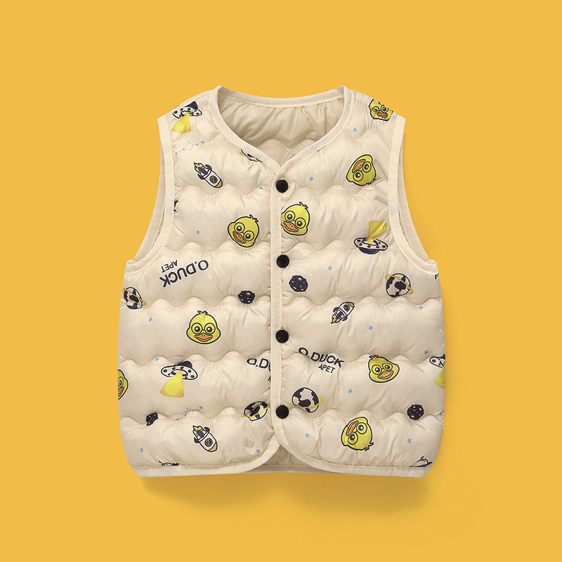 Otoño y invierno nuevo pato amarillo para niños chaleco de algodón chaleco de algodón caliente para niños pequeños, niños pequeños, niños pequeños, chaleco de algodón para niños pequeños