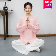 新款#2025新款民族风棉麻禅意打坐套装国风茶服表演服两件套女