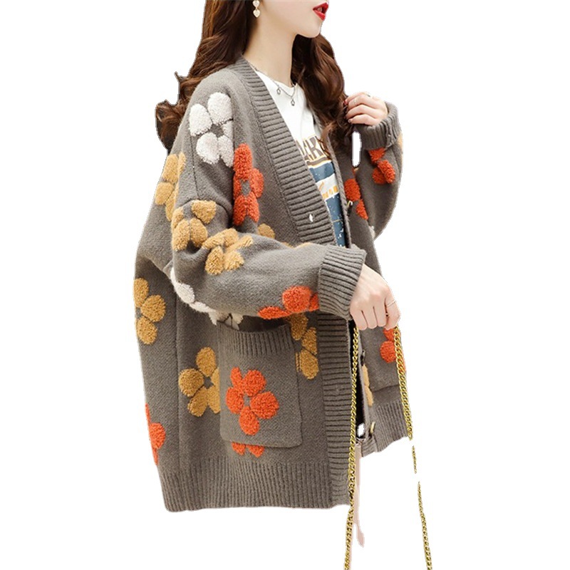 Internet celebridad dulce suéter abrigo para mujeres 2023 Otoño e Invierno nueva ropa de mujer estilo japonés fresco estilo perezoso punto cardigan moda image 7