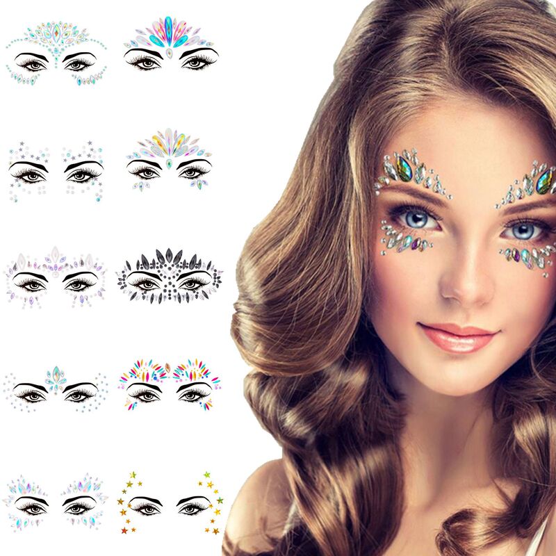 Cross-border Halloween Diamond stickers eyebrow face stickers diamond face stickers DIY acrylic Diamond stickers star party makeup
