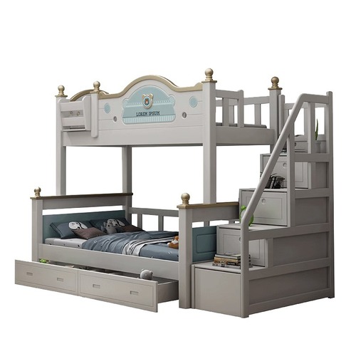 Solid wood bunk bed, small apartment shelf, bunk bed, double bunk bed, two-layer wooden bed, high and low children's bed