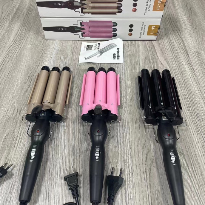 Rizador de pelo estilo coreano, rizador de tres barras, rizos grandes, ondas de agua, plancha eléctrica de tres tubos, venta directa de fábrica, dispositivo para permanente de cabello image 13