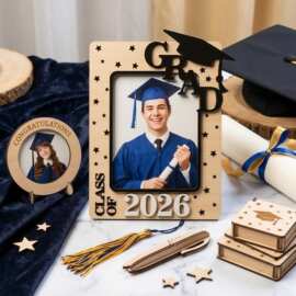 2026 班级毕业木质相框 学士帽立体校园同学互赠毕业纪念桌面摆台