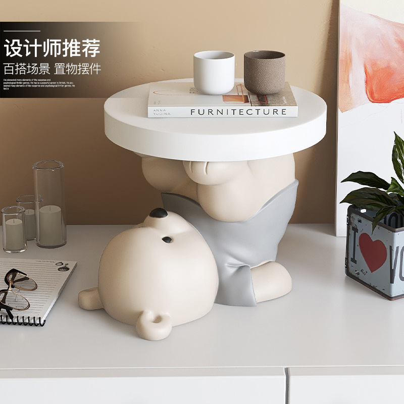 Luz de lujo vigoroso oso entrada de los zapatos del hogar cambio de taburete piso decoración bandeja de la sala de estar decoración del hogar regalo de inauguración