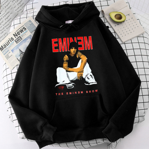 Men's Cross-Border New Trend Hip-Hop Hooded Sweatshirt with Eminem Character Print
