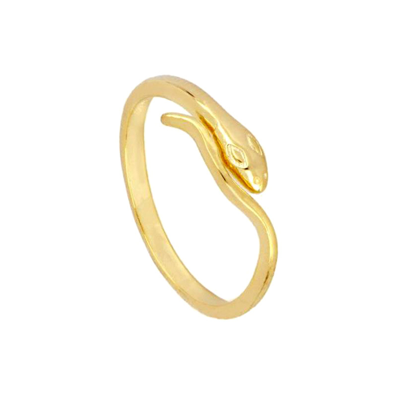 European And American Creative Retro Snake-shaped Copper Electroplating 18k Gold Adjustable Open Ring display picture 1