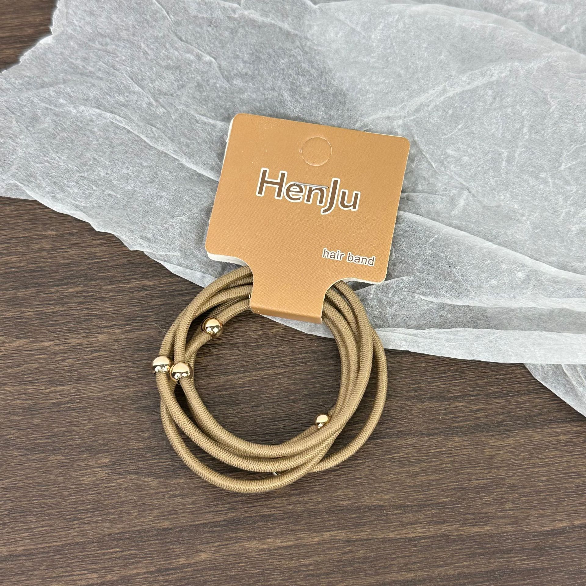 5 pezzi di corda per capelli con perline dorate, super resistente, elastica, semplice, accessorio per capelli con coda di cavallo_voghion.com