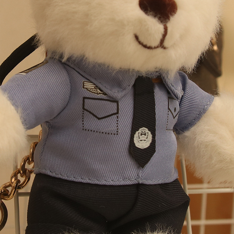 Boutique celebridad de Internet policía oso peluche policía de tráfico oso pequeño colgante llavero muñeca uniforme oso de peluche colgante lote