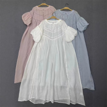 日系高货2025夏新款森系文艺日韩甜美高品质苎麻连衣裙短袖