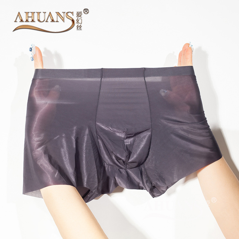 Aihuan Silk "Will" 5D Silky Seamless Ice Silk Underwear Thin Men's Sexy Oily Boxer Briefs Oily Stockings