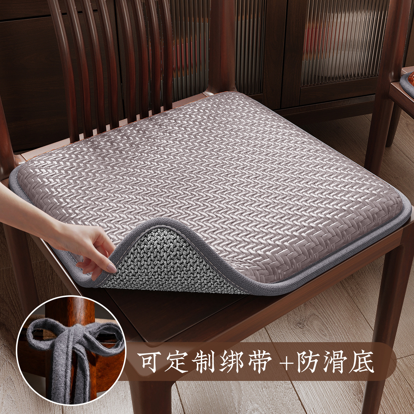 Cojín de silla de comedor chino de doble cara cojín de silla de madera roja cojín de esponja gruesa cojín de silla de madera maciza cojín de asiento de cojín