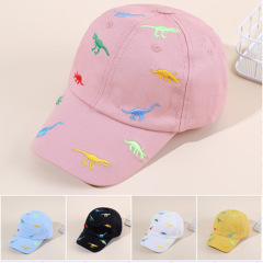 Spring and Autumn Kids' Sun-Protective Baseball Cap with Dinosaur Embroidery, Korean-style Trendy Hat – Made of Pure Cotton for Babies