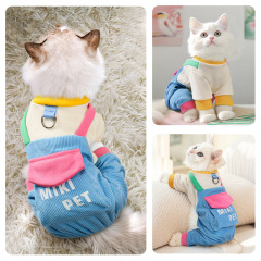 子猫服春秋お腹保護新作四本足サスペンダーパンツペットデボンラグドールシルバー段階的な抗毛