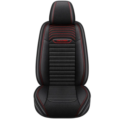 Linen Full-Cover 9D Car Seat: Universal seat cover - gaosheng1-front-single-seat-red-and-black-111