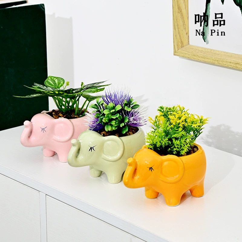 Na контактный керамический цветочный горшок слон животное керамический цветочный горшок для суккулентов Новая внешняя торговля Экспорт трансграничные эксклюзивные поставки