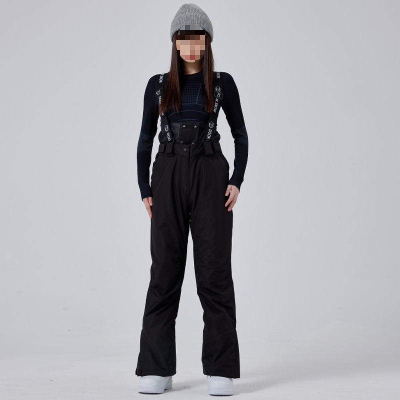 2024 새로운 스키 착용 여성 겨울 두꺼운 따뜻한 더블 보드 전문 방풍 및 방수 턱받이 스키 바지