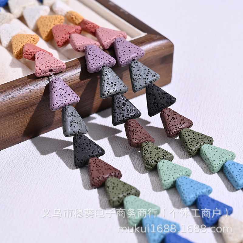 香薰彩色火山石三角块散珠DIY手链项链饰品配件半成品串珠批发|undefined