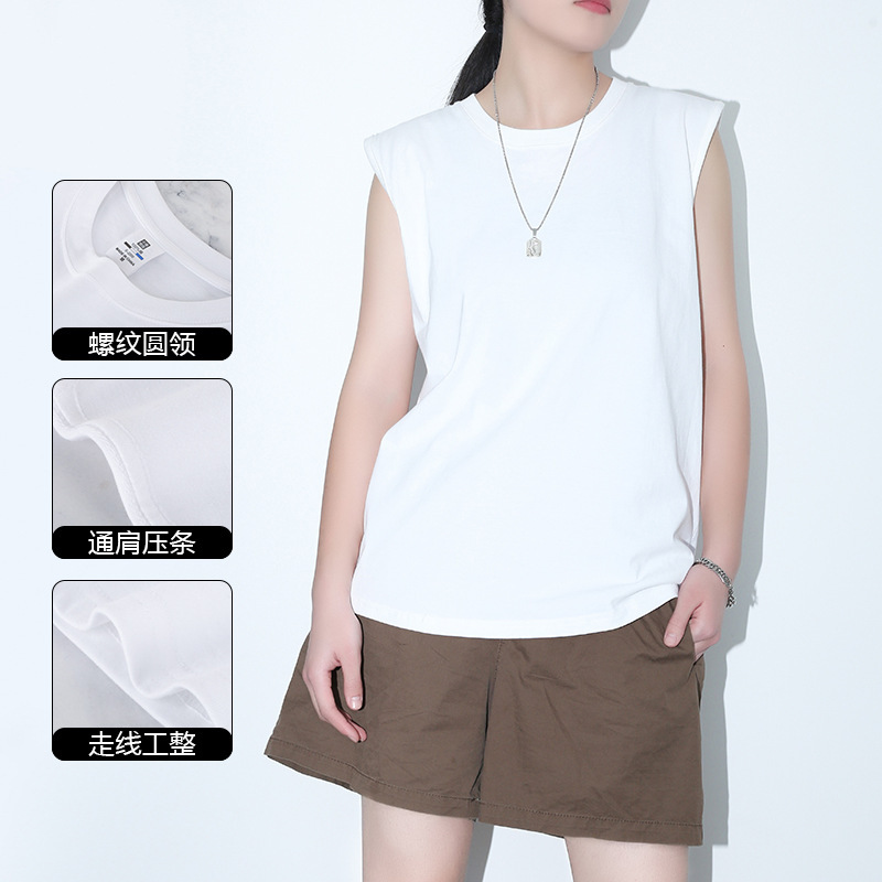 230g Heavyweight Cotton Round Neck Vest Men's Summer Loose Casual Fitness Sports Sleeveless T-shirt Wholesale 230g Heavyweight Cotton Round Neck Vest Men's Summer Loose Casual Fitness Sports Sleeveless T-shirt Wholesale