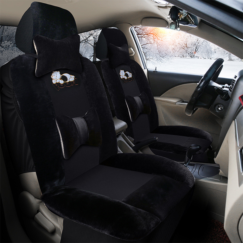 Cross-border hot-selling car seat cushion winter plush warm seat cushion fully surrounded winter car padded wool cushion universal seat cover