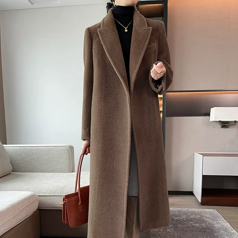 羊驼毛大衣女2025冬季新款简约大气中长款羊驼毛阿尔巴卡毛呢大衣