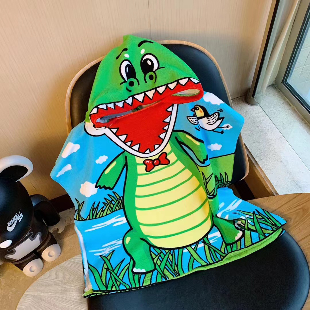 Η παιδική πετσέτα μπάνιου κινουμένων σχεδίων μπορεί να φορέσει μπουρνούζι μπάνιου με κουκούλα και πετσέτα θαλάσσης_voghion.com