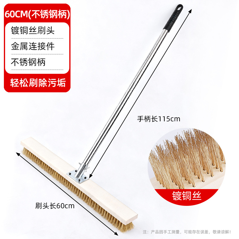 cepillo de piso de alambre de acero cepillo de piso de pelo duro al por mayor cepillo de suelo de cemento para eliminar el musgo cepillo de hierro de carretera de patio exterior cepillo de madera sólida