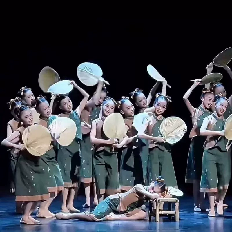 Детские костюмы для выступлений Классический танец Детство Летняя ночь Лето с веером Cattail Лето Бабушкин мост Детские танцевальные костюмы