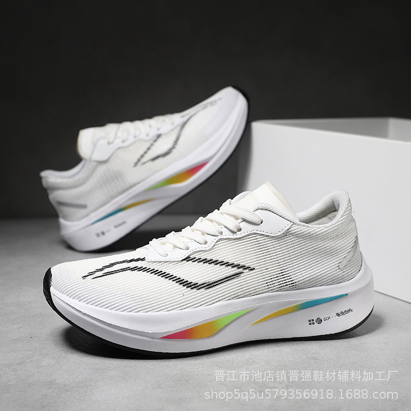 Flying electricidad 5c hombres y mujeres de alta calidad al aire libre ventilado placa de carbono de malla de soporte de conejo rojo zapatos deportivos ociosos para correr zapatos