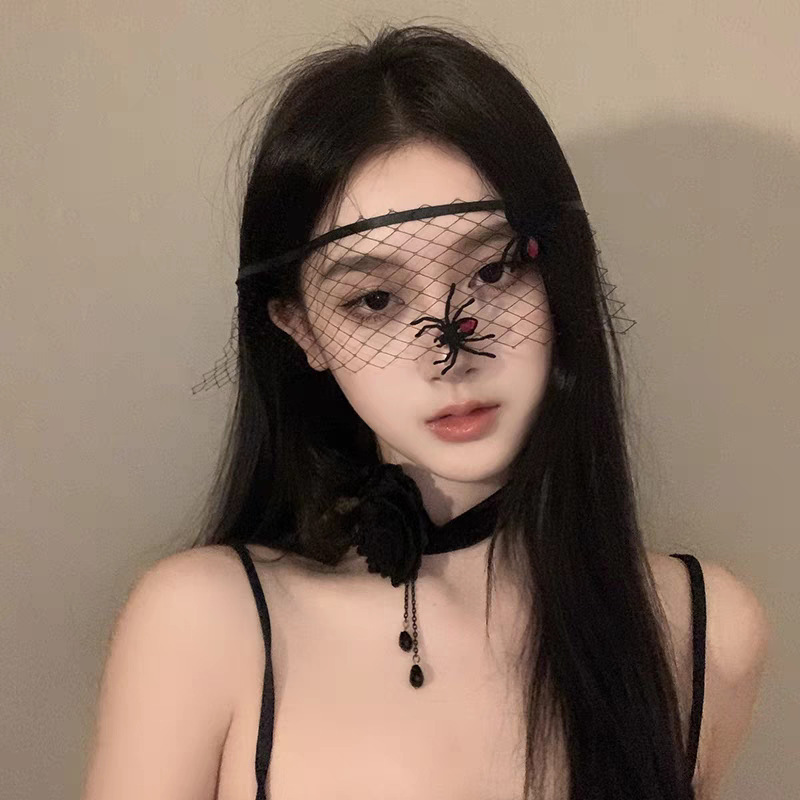 万圣节黑色花朵面具假面舞会晚会神秘半脸面具眼罩化妆之夜面罩|undefined
