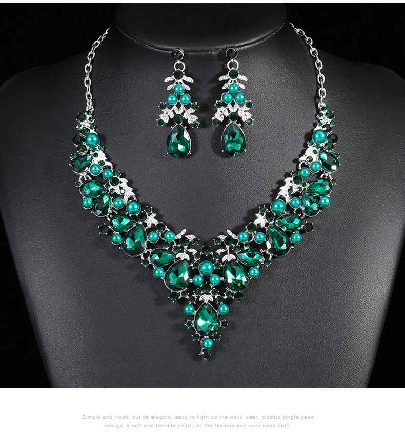 Set di orecchini con collana di perle in lega elettrolitica, nuova moda esagerata artificiale_voghion.com