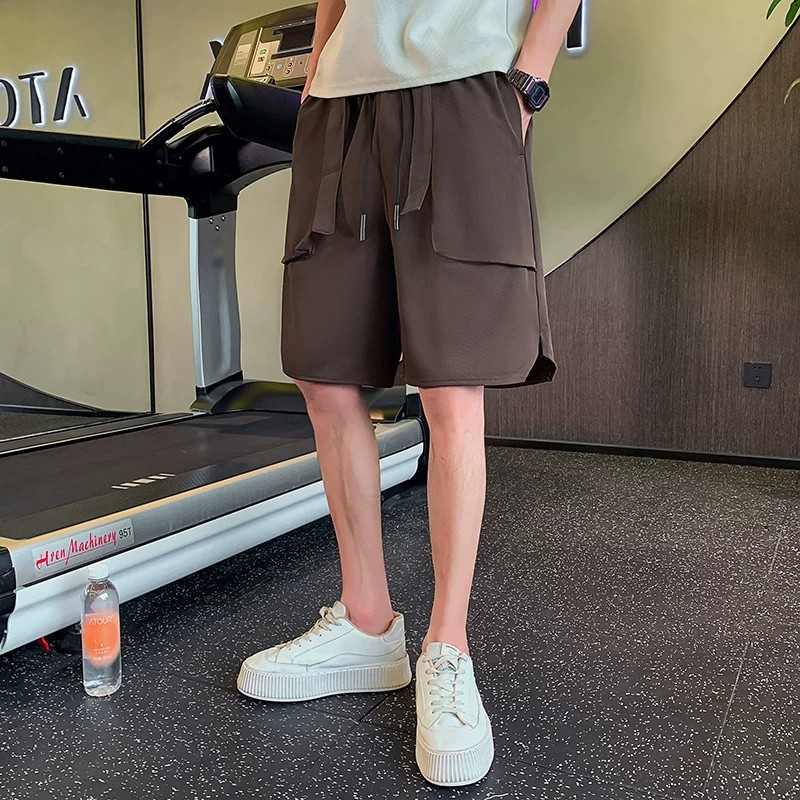 Men's Thin Casual College Style Loose Fit Cargo Shorts Trendy Versatile Functional 5 Inch_viptrois.com