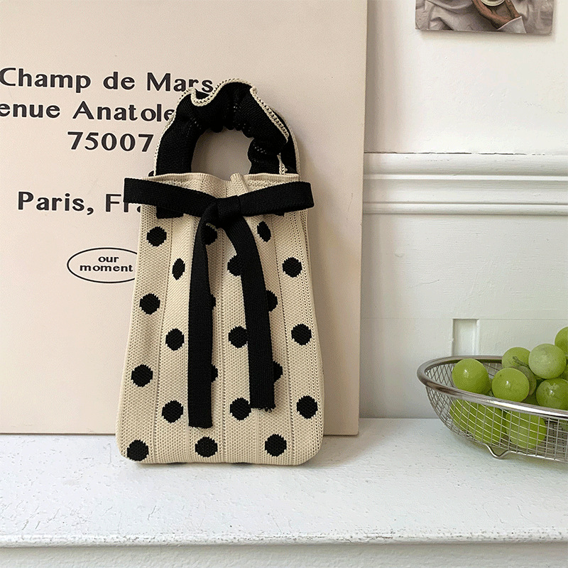 Bolsa de punto, oreja de madera, diseño de nicho, bolso con cordón de dibujos animados, bolso de mensajero portátil de todo fósforo, bolso de teléfono móvil