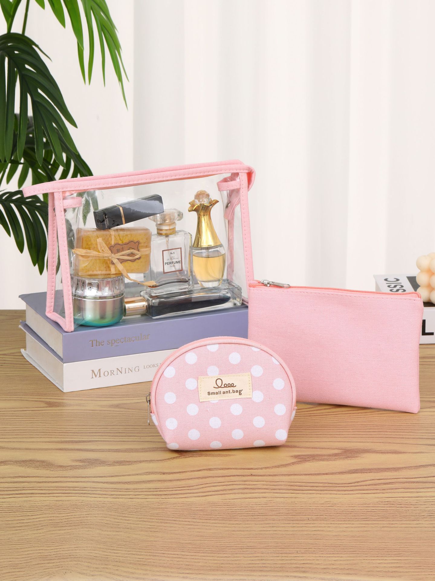 Bolsa de maquillaje transparente de PVC al por mayor tres piezas de viaje bolsa de lavado mujer al aire libre bolsa de almacenamiento impermeable de gran capacidad image 3