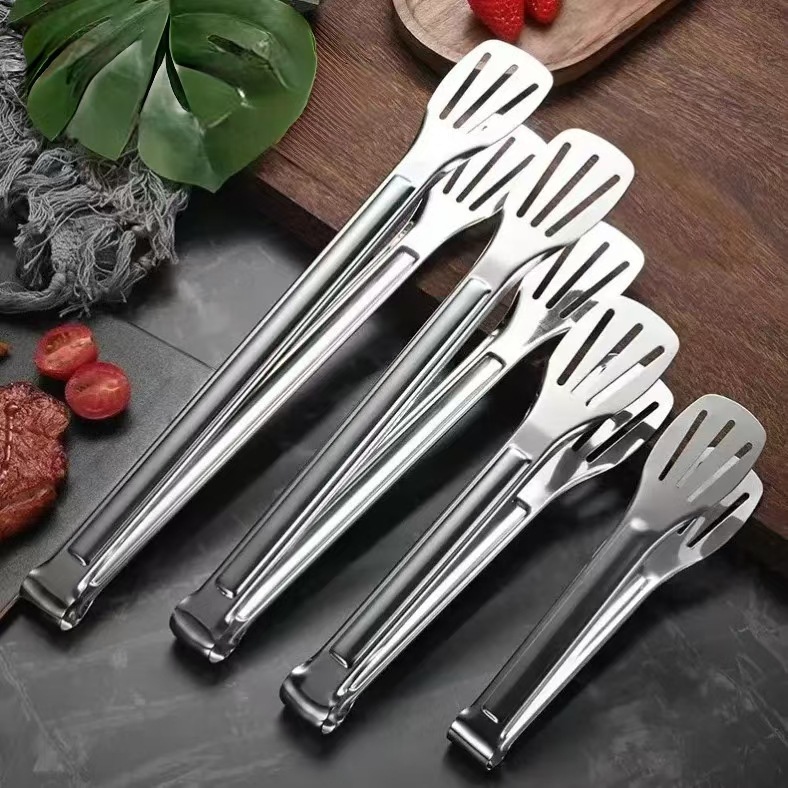 Pinzas para alimentos de acero inoxidable 304, pinzas para barbacoa reforzadas, pinzas de cocina de tres líneas, pinzas para carne, pinzas para pan, pinzas para freír.