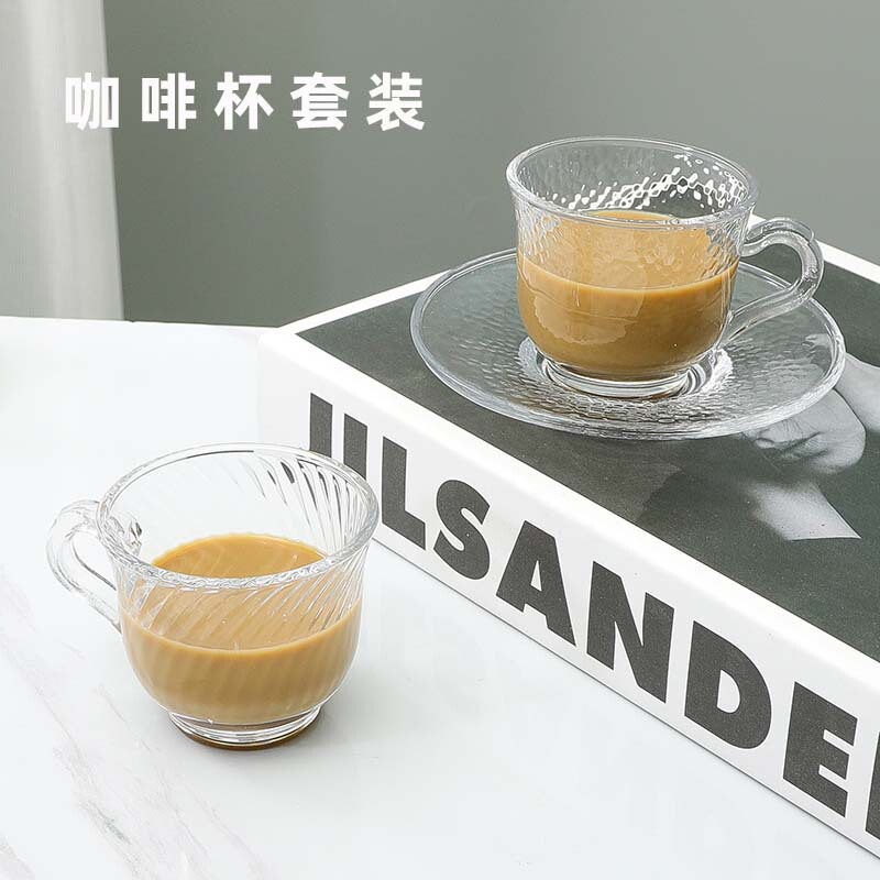 Household Cup and Saucer Set Transparent Heat-Resistant Small Tea Cup Japanese Thickeneded Flower Tea Cup Simple Turkish Coffee Cup with Handle Household Cup and Saucer Set Transparent Heat-Resistant Small Tea Cup Japanese Thickeneded Flower Tea Cup Simple Turkish Coffee Cup with Handle