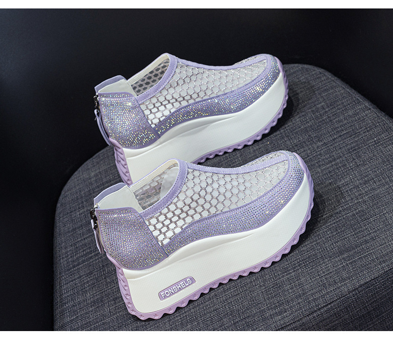 Giày sneaker nữ chunky đế dày mũi tròn lưới thoáng khí phong cách thể thao — M2839 màu xanh, M 2839m màu, M2839 màu đen, M2839 màu tím chi tiết 36