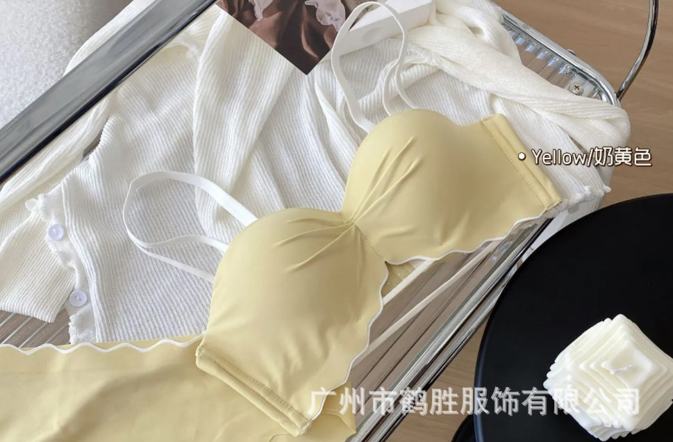 Bikini media taza antideslizante de dos prendas, sin tirantes, top de tubo, sujetador de ropa interior, sin soporte de anillo de acero, ¡cómodo! image 8