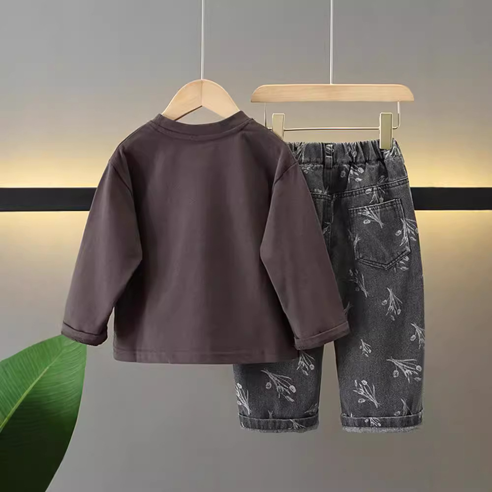 6338 Traje de otoño para bebé Estilo de primavera y otoño 2025 Nuevos jeans de moda para niños Niños Casual Estilo occidental Manga larga